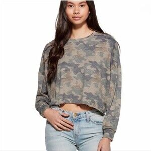 Ladies Tresics Camouflage Cropped Sweatshirt Size SMALL